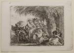 Giovanni Domenico Tiepolo. The Holy Family Under a Palm Tree, plate 6 from The Flight into Egypt (Idee pittoresche sopra la fuga in Egitto), 1750–53. Etching on off-white laid paper. Jansma Collection, Grand Rapids Art Museum, 2012.25